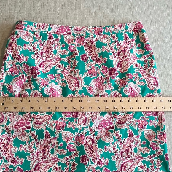 J Crew Factory Floral Printed Pencil Skirt Pink Sea Foam Summer 24 - Picture 13 of 16